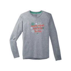 Brooks Men's Run Merry Distance Longsleeve - Heather Ash/Run Merry (211404047) -Saucony Store 211404 047 LF Run Merry Distance Graphic LS