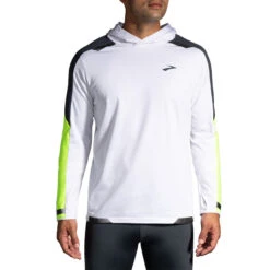 Brooks Men's Run Visible Thermal Hoodie - White/Asphalt/Nightlife (211411134)