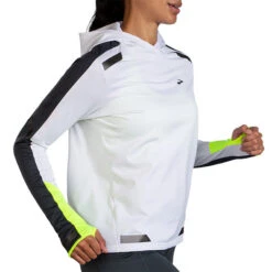 Brooks Women's Run Visible Thermal Hoodie - White/Asphalt/Nightlife (221559134) -Saucony Store 221559 134 MV Run Visible Thermal Hoodie