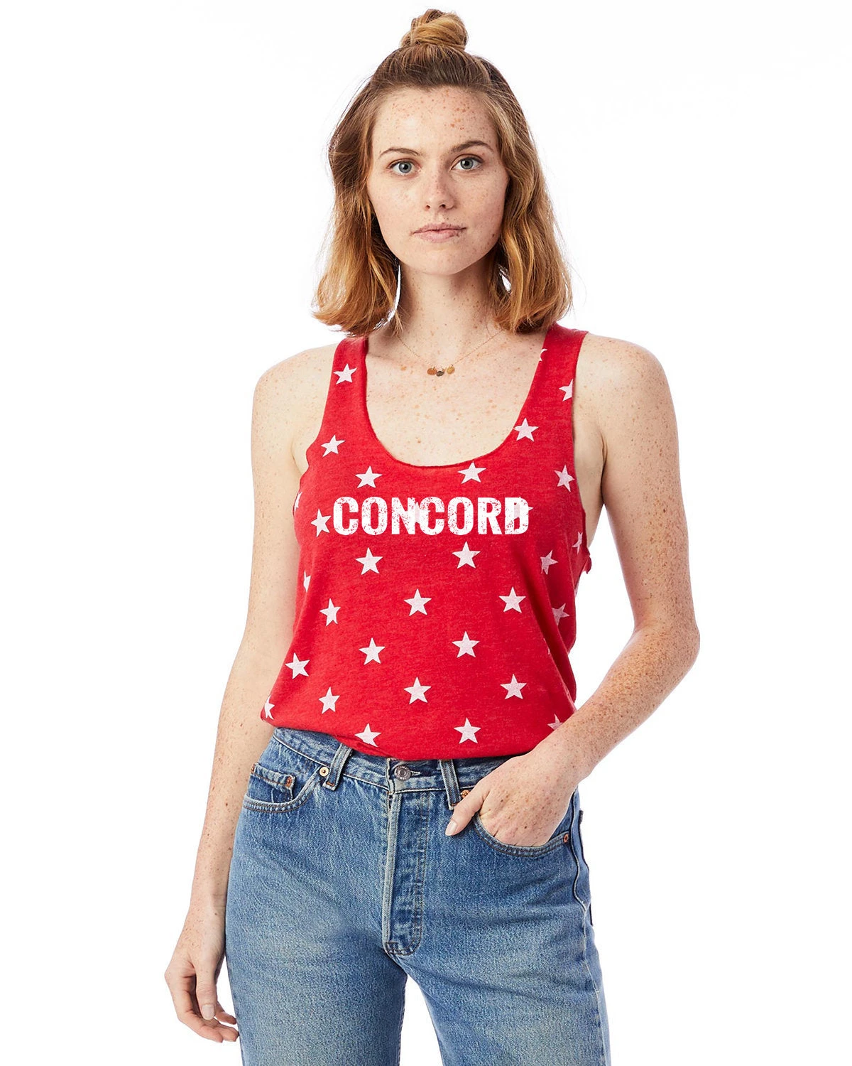 Women's Concord Racerback Stars And Stripes Tank - Red (CONCORD-AA1927P-TRS) 1 Women's Concord Racerback Stars And Stripes Tank - Red (CONCORD-AA1927P-TRS)