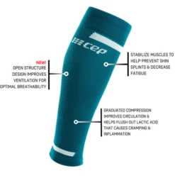 CEP Men's 4.0 Compression Calf Sleeve - Petrol (WS309R) 6 CEP Men's 4.0 Compression Calf Sleeve - Petrol (WS309R) -Saucony Store cepmenspetrol1